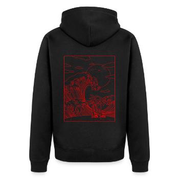 Coconut Girl Aesthetic Summer Beach Kanagawa Wave - Unisex Premium Bio Zip Hoodie - Schwarz - Hinten - Nico (187cm)