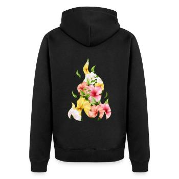 Coconut Girl Aesthetic Hibiscus Flame - Unisex Premium Bio Zip Hoodie - Schwarz - Hinten - Nico (187cm)