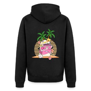 Coconut Girl Aesthetic Strawberry Milk - Unisex Premium Bio Zip Hoodie - Schwarz - Hinten - Nico (187cm)