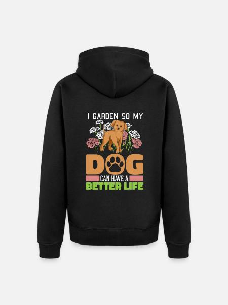Hobbygärtner Garten Hund - Unisex Premium Bio Zip Hoodie - Schwarz