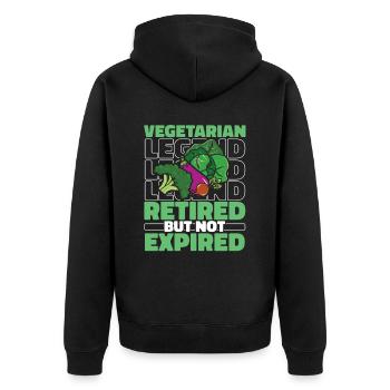 Vegetarisch Vegetarier Im Ruhestand - Unisex Premium Bio Zip Hoodie - Schwarz - Hinten - Nico (187cm)