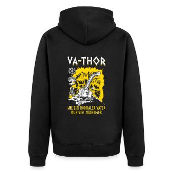 Herren Vathor - Vatertag Vatertagsgeschenk Viking - Unisex Premium Bio Zip Hoodie - Schwarz - Hinten - Nico (187cm)