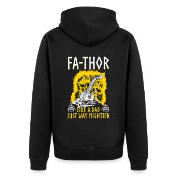 Herren Vathor - Vatertag Vatertagsgeschenk Viking - Unisex Premium Bio Zip Hoodie - Schwarz - Hinten - Nico (187cm)