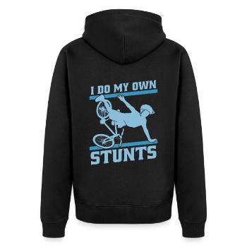 Bicycle I Do My Own Stunts Bicycling Biker Cyclist - Unisex Premium Organic Zip Hoodie - black - Back - Nico (187cm)