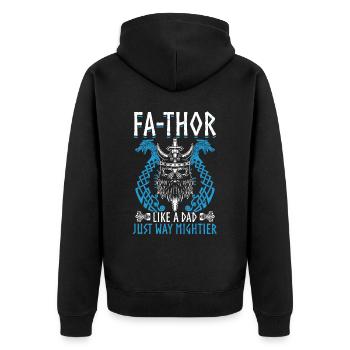 Men's Vathor - Father's Day Father's Day Gift Viking - Unisex Premium Organic Zip Hoodie - black - Back - Nico (187cm)