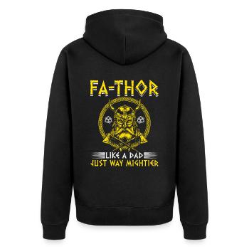 Herren Vathor - Vatertag Vatertagsgeschenk Viking - Unisex Premium Bio Zip Hoodie - Schwarz - Hinten - Nico (187cm)
