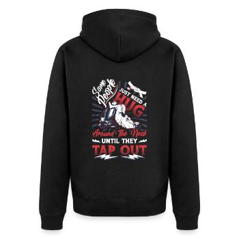 Hug around the neck, Jiu Jitsu - Unisex Premium Organic Zip Hoodie - black - Back - Nico (187cm)