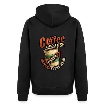 Café d’abord, détruire plus tard, caféine - Veste à capuche bio Premium Unisexe - noir - Dos - Nico (187cm)