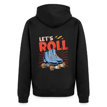 Let's Roll Roller Blade Skating, roller skater - Unisex Premium Organic Zip Hoodie - black - Back - Nico (187cm)