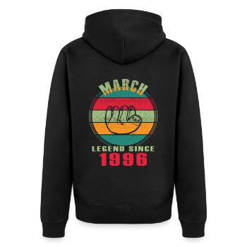 March 1996| March 1996 Anniversary 1996 - Unisex Premium Organic Zip Hoodie - black - Back - Nico (187cm)
