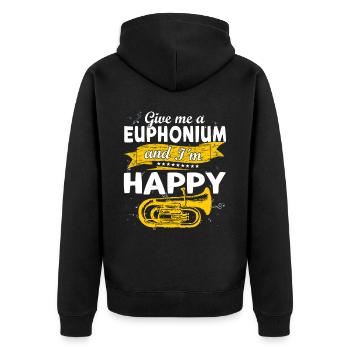 Funny Brass Horn Marching Band Euphonium - Unisex Premium Organic Zip Hoodie - black - Back - Nico (187cm)