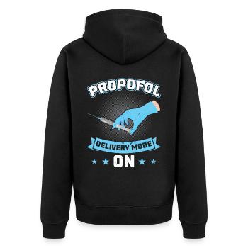 Propofol Delivery Mode On - Anesthesiologist - Unisex Premium Organic Zip Hoodie - black - Back - Nico (187cm)