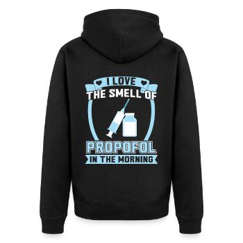J’aime l’odeur du propofol le matin - Veste à capuche bio Premium Unisexe - noir - Dos - Nico (187cm)