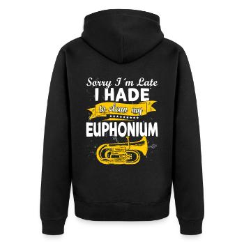 Funny Brass Horn Marching Band Euphonium - Unisex Premium Organic Zip Hoodie - black - Back - Nico (187cm)