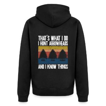 Pfeilspitzenjagd Artefakte Bogenschießen - Unisex Premium Bio Zip Hoodie - Schwarz - Hinten - Nico (187cm)