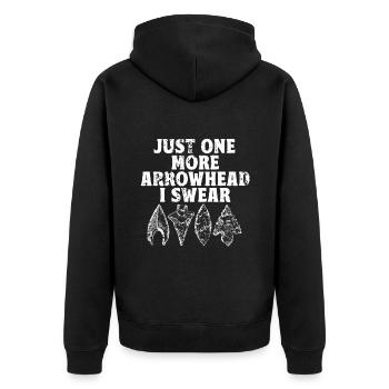 Pfeilspitzenjagd Artefakte Bogenschießen - Unisex Premium Bio Zip Hoodie - Schwarz - Hinten - Nico (187cm)