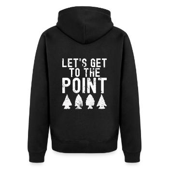 Pfeilspitzenjagd Artefakte Bogenschießen - Unisex Premium Bio Zip Hoodie - Schwarz - Hinten - Nico (187cm)