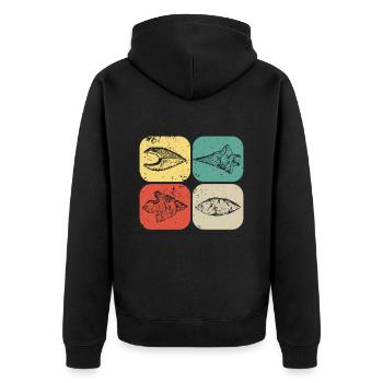 Pfeilspitzenjagd Artefakte Bogenschießen - Unisex Premium Bio Zip Hoodie - Schwarz - Hinten - Nico (187cm)