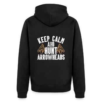 Pfeilspitzenjagd Artefakte Bogenschießen - Unisex Premium Bio Zip Hoodie - Schwarz - Hinten - Nico (187cm)