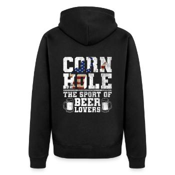 Cornhole Player Beer - Fun Cornhole - Unisex Premium Organic Zip Hoodie - black - Back - Nico (187cm)