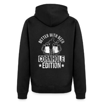 Cornhole Player Beer - Fun Cornhole - Unisex Premium Organic Zip Hoodie - black - Back - Nico (187cm)
