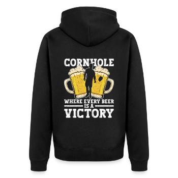 Cornhole Player Beer - Fun Cornhole - Unisex Premium Organic Zip Hoodie - black - Back - Nico (187cm)