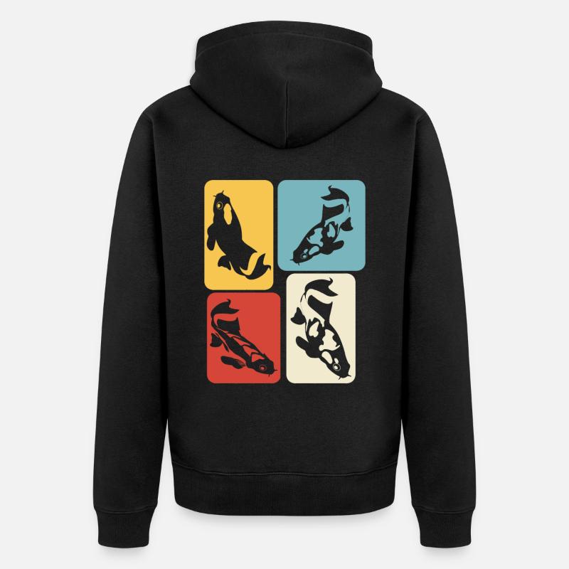 Koi Carp Retro Kois - Veste à capuche bio Premium Unisexe - noir