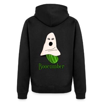 Gurken Gespenst Boocumber Gurke - Unisex Premium Bio Zip Hoodie - Schwarz - Hinten - Nico (187cm)