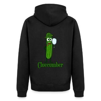 Gurken Detektiv Cluecumber Gurke - Unisex Premium Bio Zip Hoodie - Schwarz - Hinten - Nico (187cm)