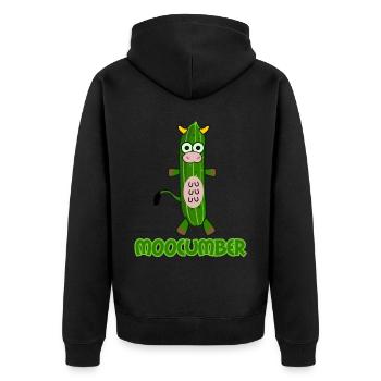 Gurken Kuh Moocumber Gurke - Unisex Premium Bio Zip Hoodie - Schwarz - Hinten - Nico (187cm)