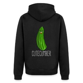 Niedliche Gurke Cutecumber Gurken - Unisex Premium Bio Zip Hoodie - Schwarz - Hinten - Nico (187cm)