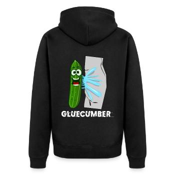 Gurke mit Kleber Gluecumber Gurken - Unisex Premium Bio Zip Hoodie - Schwarz - Hinten - Nico (187cm)