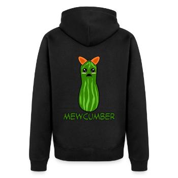 Gurken Katze Mewcumber Gurke - Unisex Premium Bio Zip Hoodie - Schwarz - Hinten - Nico (187cm)