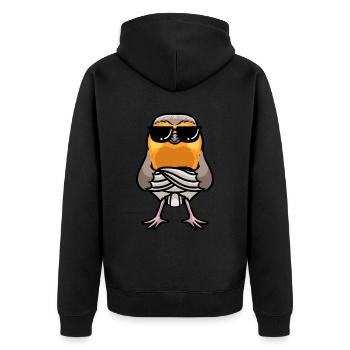 Robin Bird With Sunglasses Kawaii Emoticon - Unisex Premium Organic Zip Hoodie - black - Back - Nico (187cm)