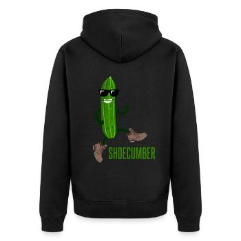 Gurke mit Schuhen Shoecumber Gurken - Unisex Premium Bio Zip Hoodie - Schwarz - Hinten - Nico (187cm)