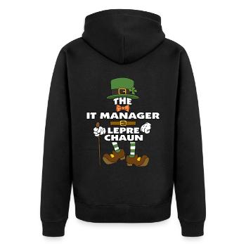 The It Manager Leprechaun St Patrick's Day - Unisex Premium Bio Zip Hoodie - Schwarz - Hinten - Nico (187cm)