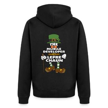 Le développeur mobile Leprechaun St Patrick’s Day - Veste à capuche bio Premium Unisexe - noir - Dos - Nico (187cm)