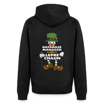 The Database Manager Leprechaun St Patrick's Day - Unisex Premium Bio Zip Hoodie - Schwarz - Hinten - Nico (187cm)