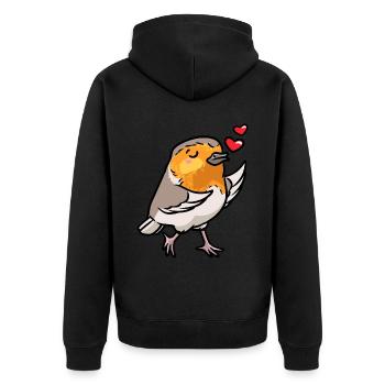 Robin Bird Kawaii Emoticon - Unisex Premium Organic Zip Hoodie - black - Back - Nico (187cm)