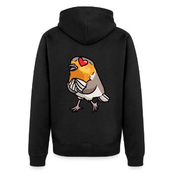 Robin Bird In Love Kawaii Emoticon - Unisex Premium Organic Zip Hoodie - black - Back - Nico (187cm)