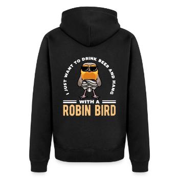 Robin Bird - Unisex Premium Organic Zip Hoodie - black - Back - Nico (187cm)