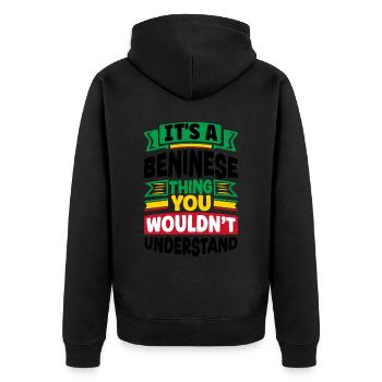 Béninois Bénin Drapeau Béninois Citation - Veste à capuche bio Premium Unisexe - noir - Dos - Nico (187cm)