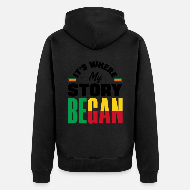 Béninois Bénin Drapeau Béninois Citation - Veste à capuche bio Premium Unisexe - noir