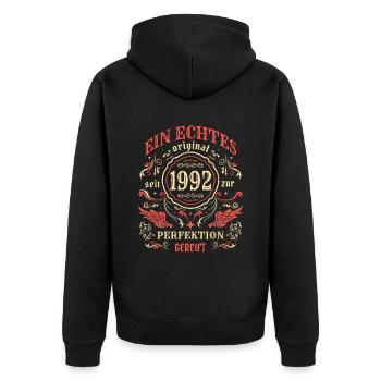 1992 Ein echtes Original seit 1992 - Unisex Premium Bio Zip Hoodie - Schwarz - Hinten - Nico (187cm)