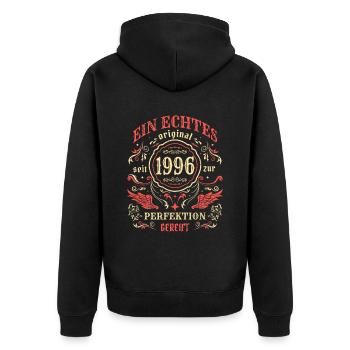 1996 Ein echtes Original seit 1996 - Unisex Premium Bio Zip Hoodie - Schwarz - Hinten - Nico (187cm)