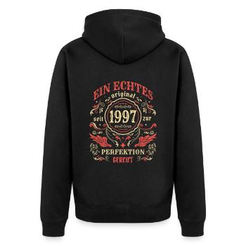 1997 Ein echtes Original seit 1997 - Unisex Premium Bio Zip Hoodie - Schwarz - Hinten - Nico (187cm)