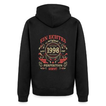 1998 Ein echtes Original seit 1998 - Unisex Premium Bio Zip Hoodie - Schwarz - Hinten - Nico (187cm)