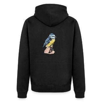 Blaumeise I Vogel Meise Motiv für Vogelbeobachter - Unisex Premium Bio Zip Hoodie - Schwarz - Hinten - Nico (187cm)