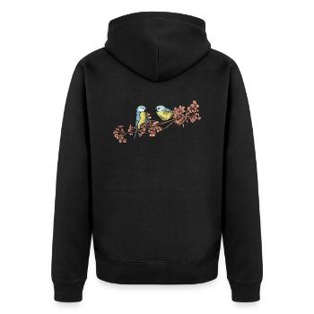 Motif Blue I Bird pour les ornithologues amateurs - Veste à capuche bio Premium Unisexe - noir - Dos - Nico (187cm)