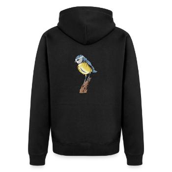 Blaumeise I Vogel Meise Motiv für Vogelbeobachter - Unisex Premium Bio Zip Hoodie - Schwarz - Hinten - Nico (187cm)